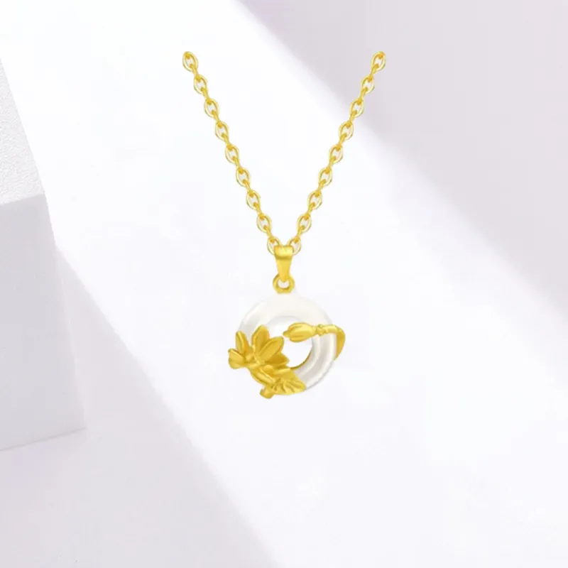 Old Qingyun Silver Building Chalcedony Necklaces Women's-4