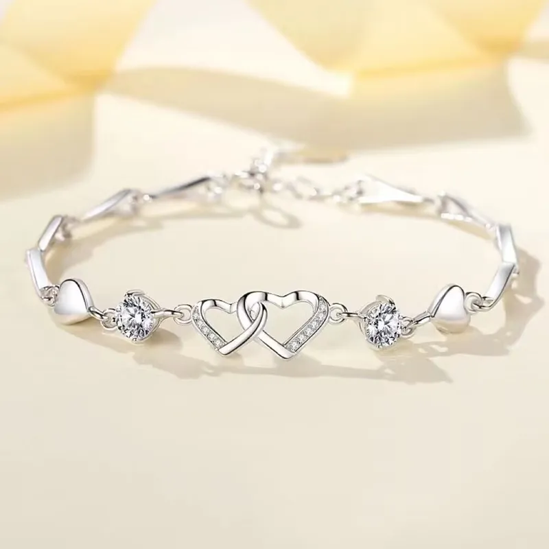 Old Qingyun Silver Building S990 Silver Bracelets Women's-1