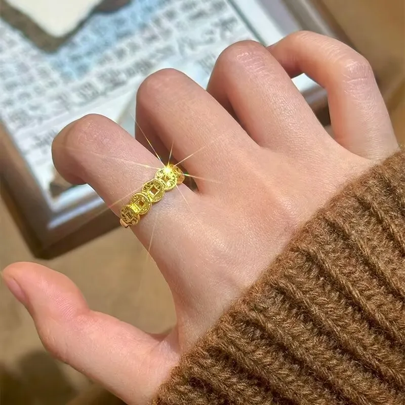 Old Qingyun Silver Building 999 Fine Silver Rings Unisex-4