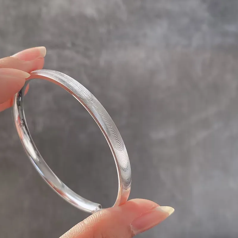 Old Qingyun Silver Building 999 Fine Silver Bangles Unisex-3