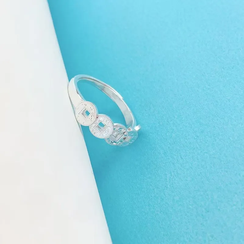 Old Qingyun Silver Building 999 Fine Silver Rings Unisex-2