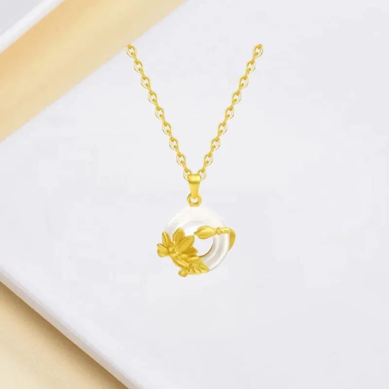 Old Qingyun Silver Building Chalcedony Necklaces Women's-1
