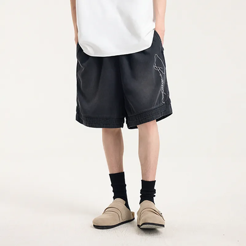 BONELESS Denim Shorts Unisex Black-2