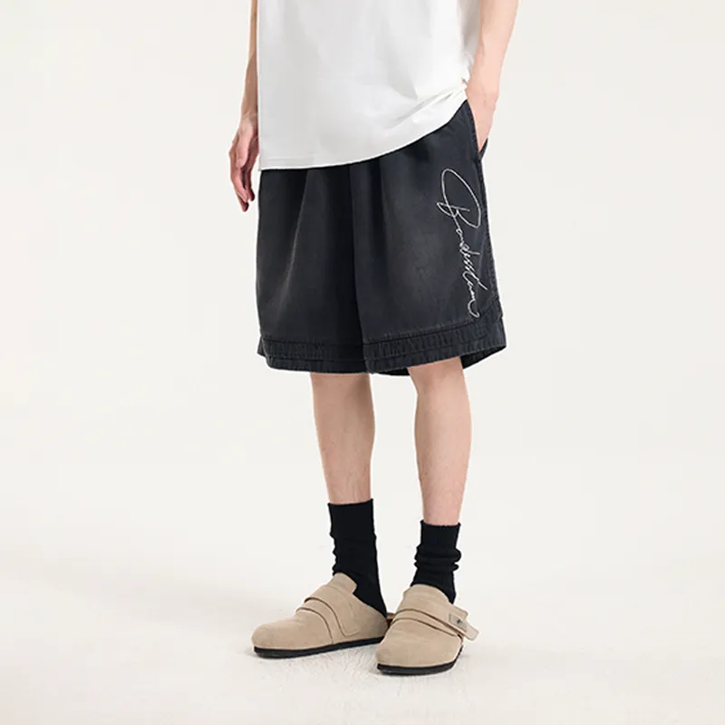 BONELESS Denim Shorts Unisex Black-3