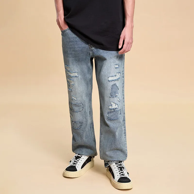 BONELESS Jeans Unisex Washed Blue-3