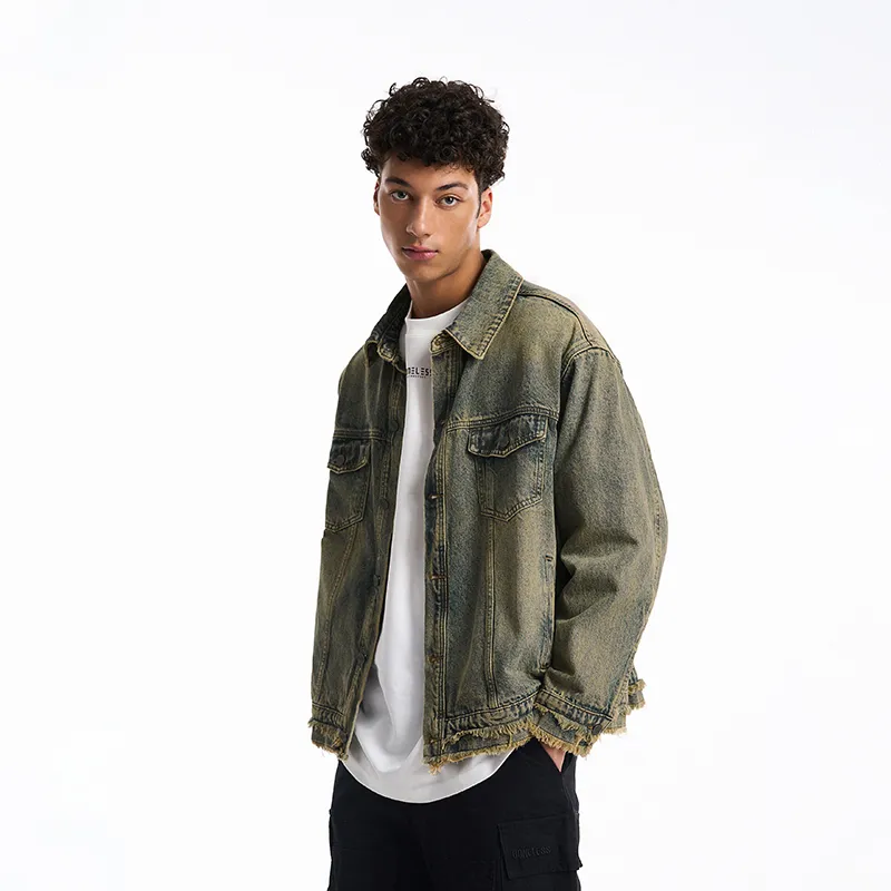 BONELESS Denim Jacket Unisex Yellow Mud-3