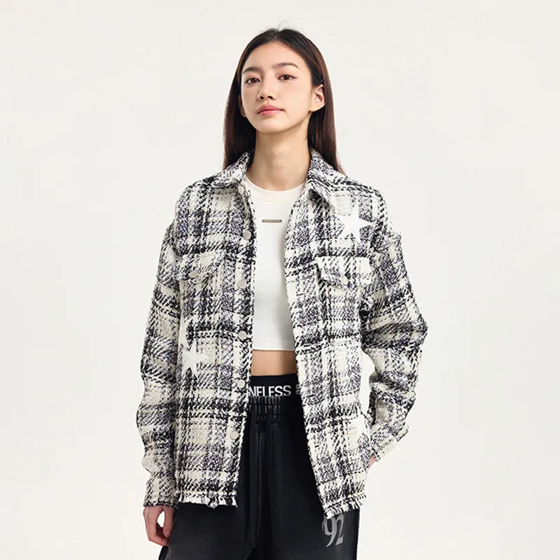 BONELESS Jackets Coats Unisex White Plaid-3