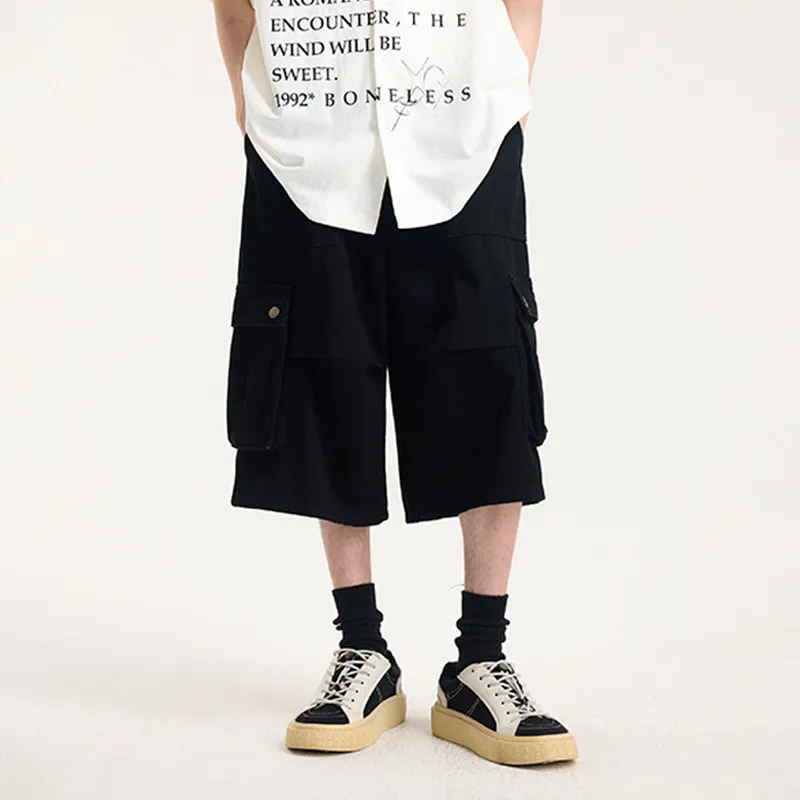 BONELESS Denim Shorts Unisex Washed Black-2