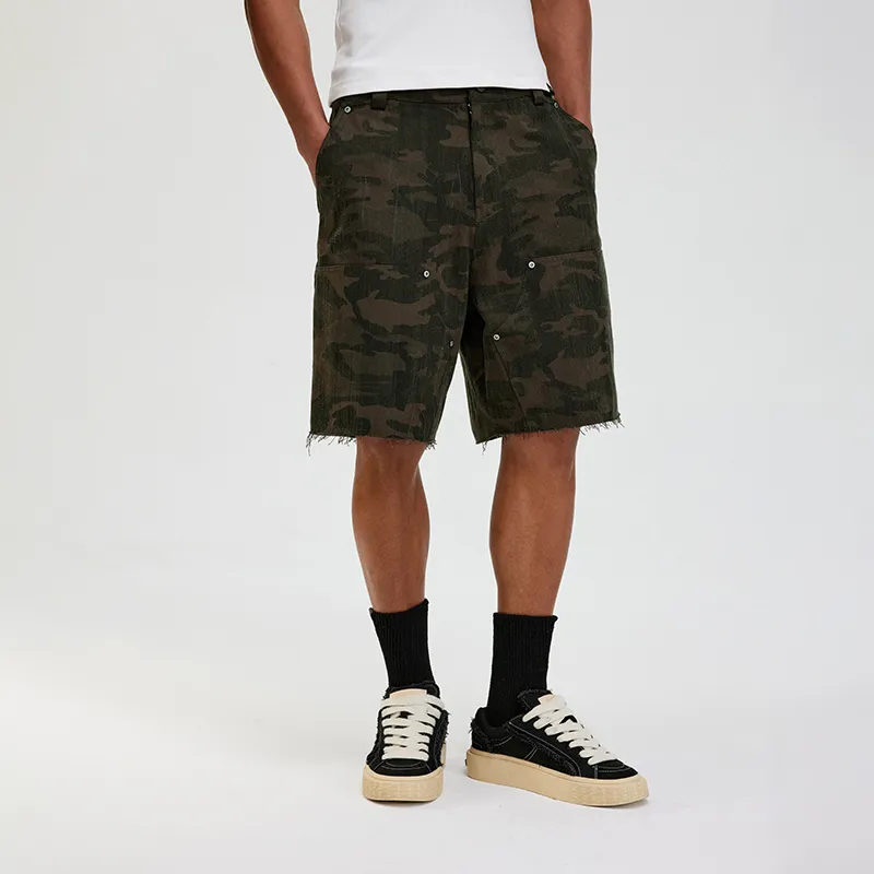 BONELESS Casual Shorts Unisex Black Brown-4