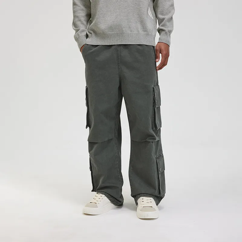 BONELESS Cargo Pants Unisex Washed Gray-4