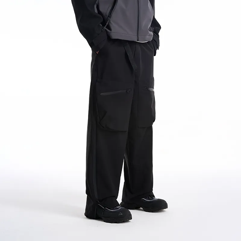 BONELESS Casual Pants Unisex Rock Black-4