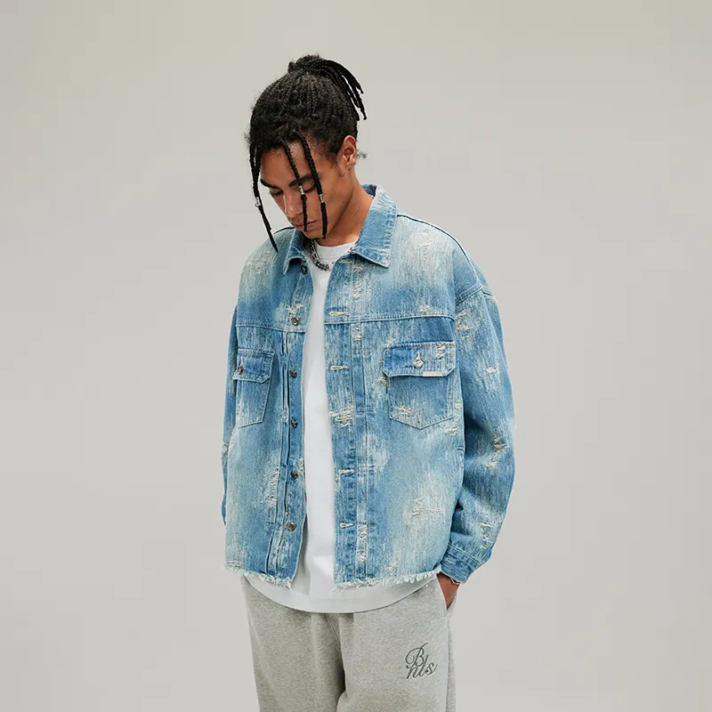 BONELESS Denim Jackets Unisex Blue-5
