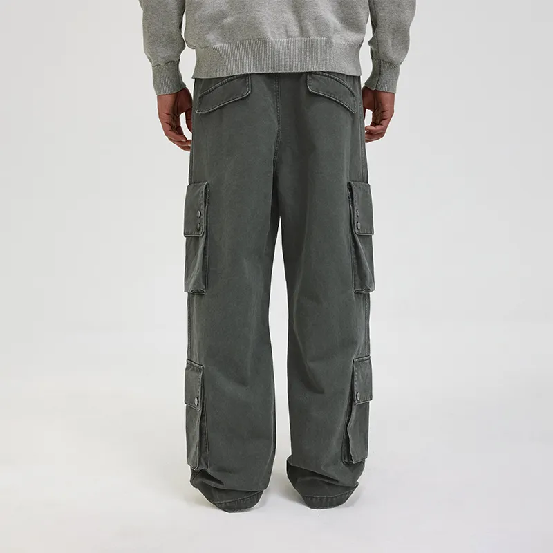 BONELESS Cargo Pants Unisex Washed Gray-5