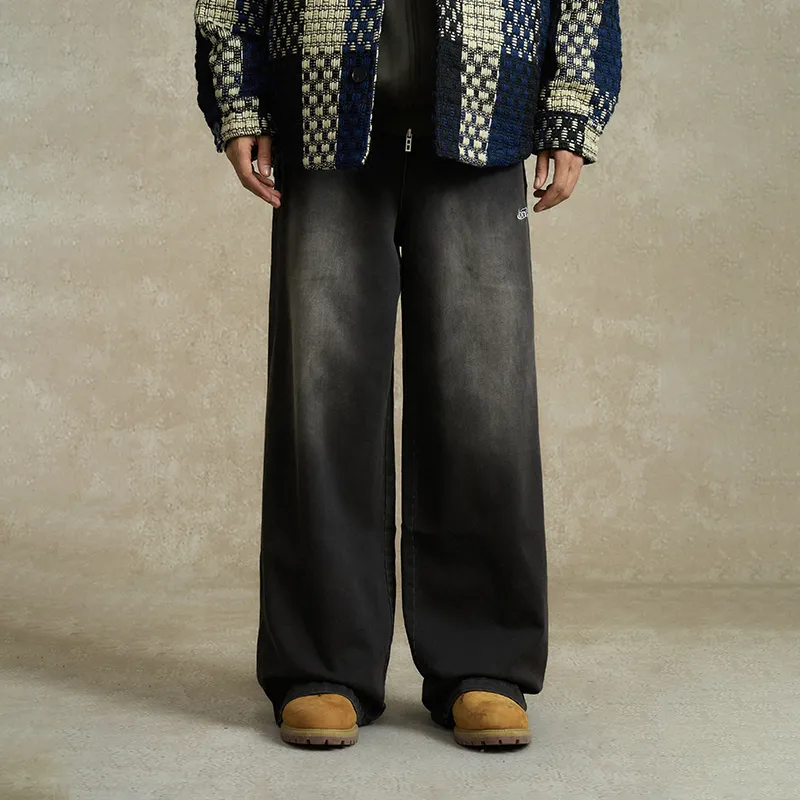 BONELESS Casual Pants Unisex Washed Black-2