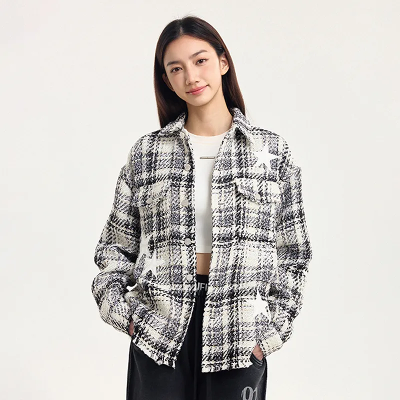 BONELESS Jackets Coats Unisex White Plaid-2