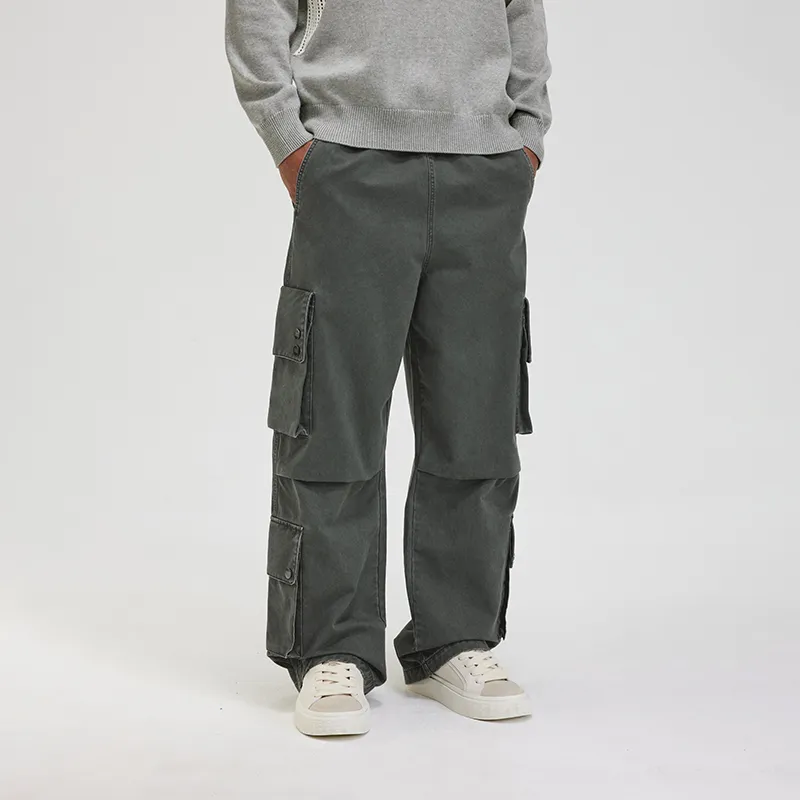 BONELESS Cargo Pants Unisex Washed Gray-3