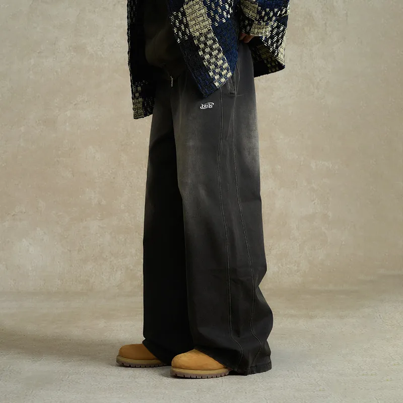 BONELESS Casual Pants Unisex Washed Black-3