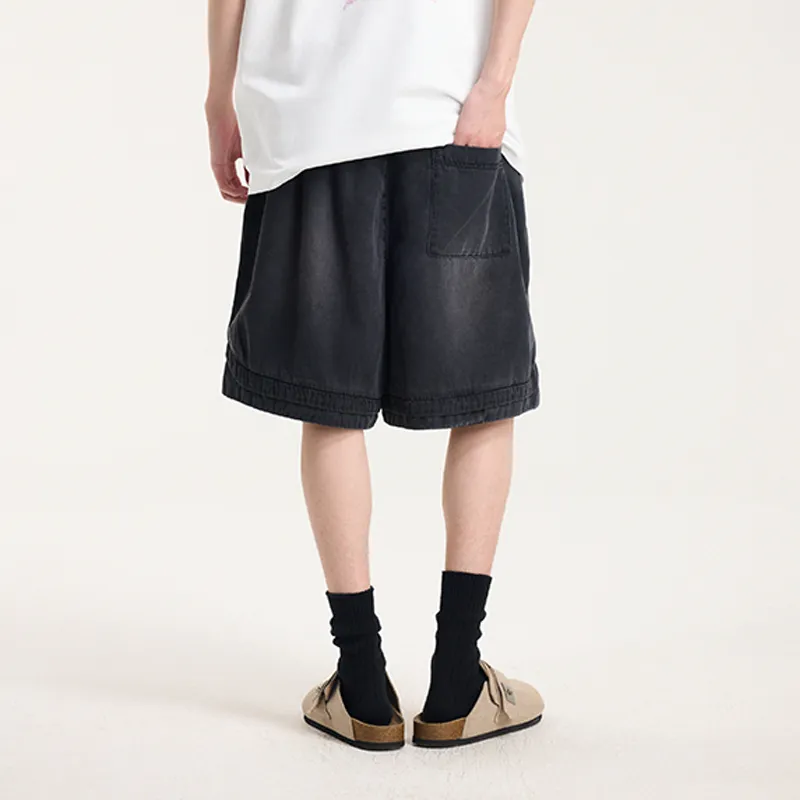 BONELESS Denim Shorts Unisex Black-5