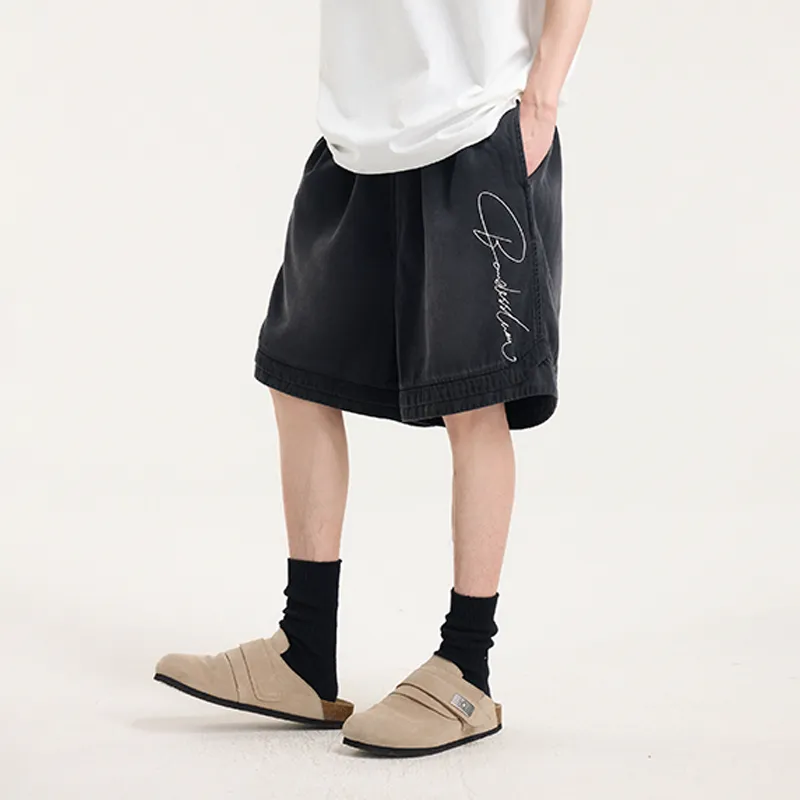 BONELESS Denim Shorts Unisex Black-4