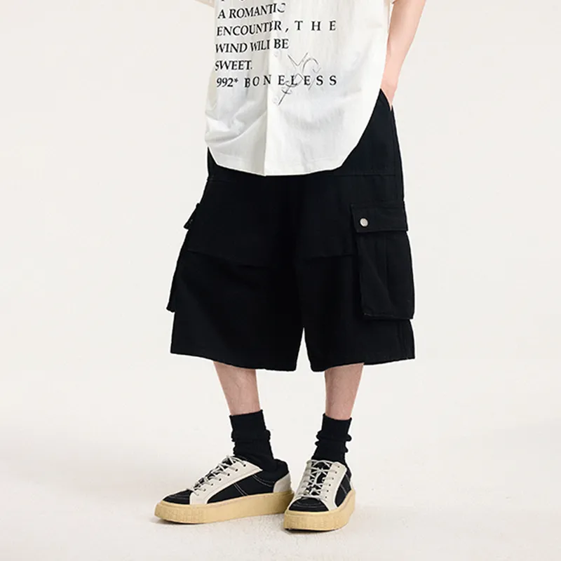 BONELESS Denim Shorts Unisex Washed Black-3