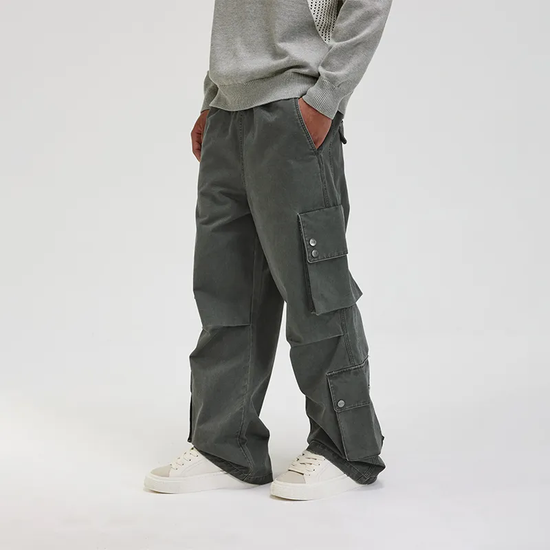 BONELESS Cargo Pants Unisex Washed Gray-2