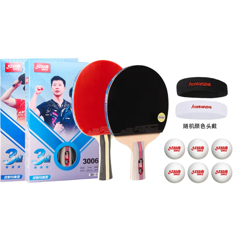DHS Ping Pong Paddles Unisex Double Sided Inverted Rubber Wooden Black Red-9