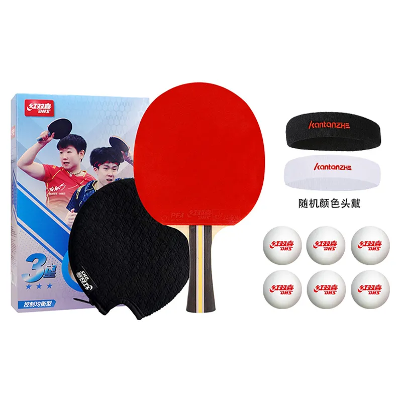 DHS Ping Pong Paddles Unisex Double Sided Inverted Rubber Wooden Black Red-1