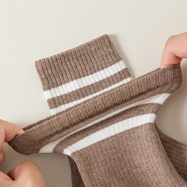 KANTANZHE Mid Calf Socks Unisex Combo Set Khaki-3