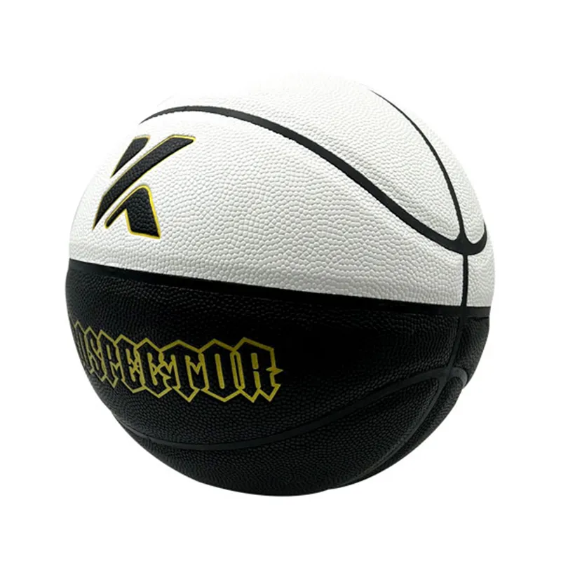 KANTANZHE PU Basketball Black White Size 7 Ball Match Unisex-1
