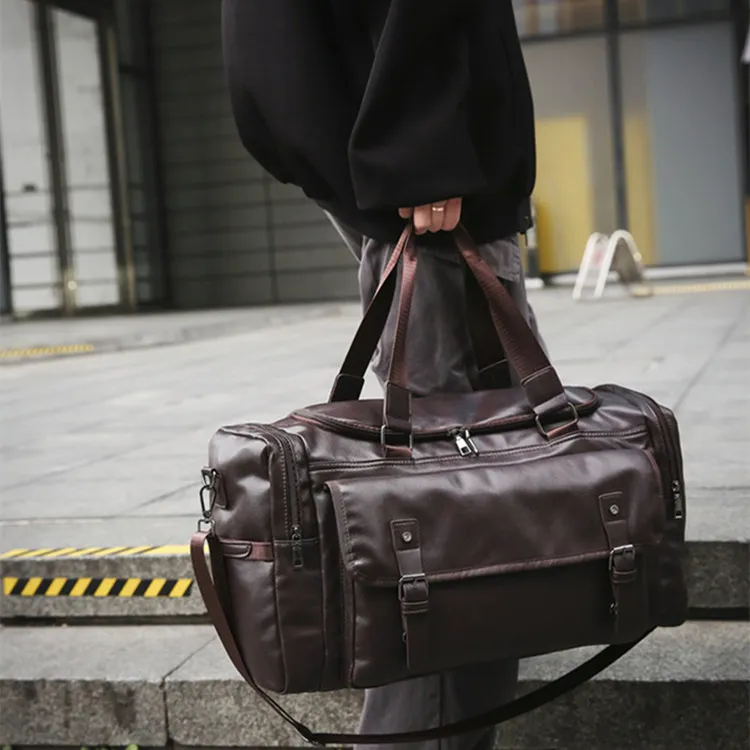 NOMK PU Handbags Travel Bags Regular Unisex Coffee/Black-1