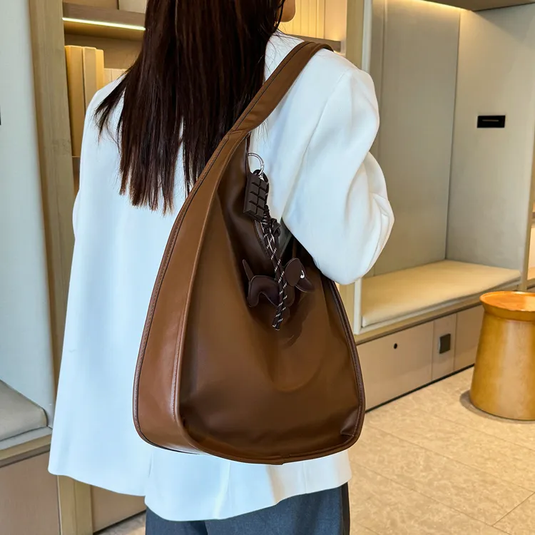 NOMK PU Shoulder Bag Handbag Shoulder Bag Women's Ecru/Silver Black/Dark Brown-14