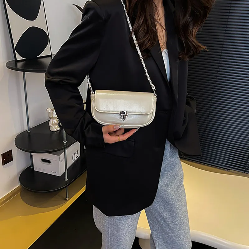 NOMK PU Handbag, Shoulder Bag, Crossbody Bag Women's Ecru/Sakura Pink/Silver/Black-2