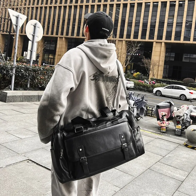 NOMK PU Handbags Travel Bags Regular Unisex Coffee/Black-4