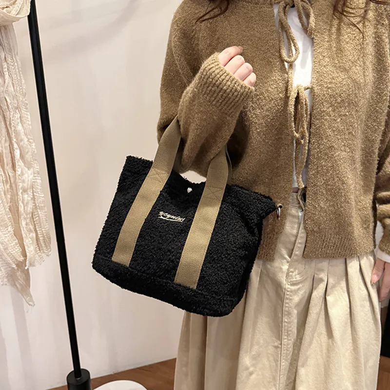 NOMK Faux Fur Shoulder Bag, Handbag Women's Black/Brown/Pink-9