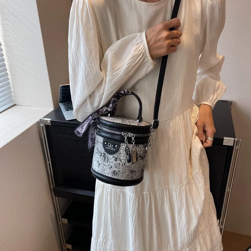 NOMK PU Shoulder Bag Crossbody Bag Handbag Bucket Bag Regular Women's Black/Gray/Pink-2