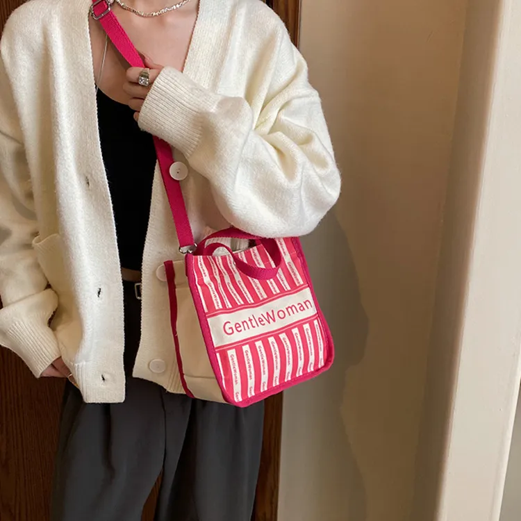 NOMK Canvas Handbag, Crossbody Bag Women's Black/Khaki/Green/Rose/White Letter/Black Letter-11