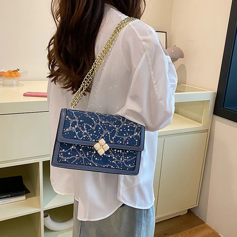 NOMK PU With Synthetic Leather Shoulder Bag, Crossbody Bag Women's Black/White/Light Blue/Dark Blue-13
