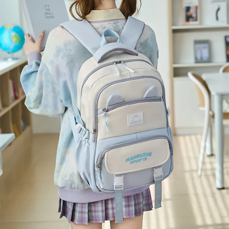 NOMK Nylon Portable One Shoulder Backpack Regular Women's Black/Red/Purple/Khaki/Blue-14