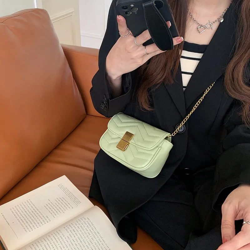NOMK PU Chain Bag Small Square Bag Shoulder Bag Crossbody Bag Regular Women's Green-4
