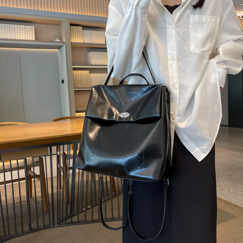 NOMK PU Portable Backpack Women's Black/Silver/Ecru-1