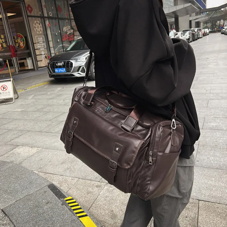 NOMK PU Handbags Travel Bags Regular Unisex Coffee/Black-2