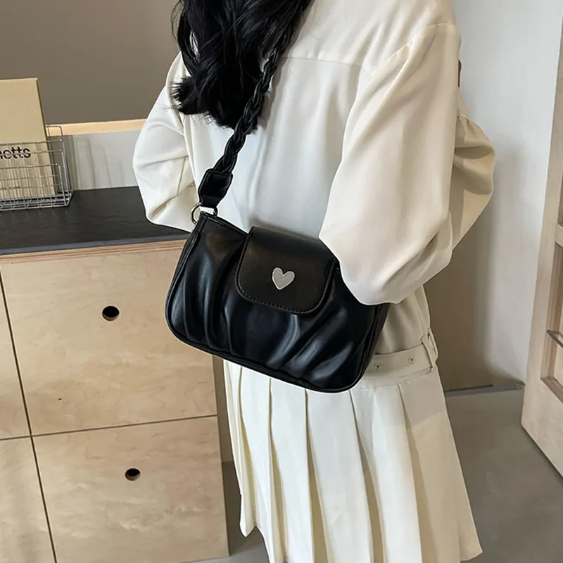 NOMK PU Shoulder Bag, Handbag, Shoulder Bag, Crossbody Bag Women's Black/Ecru/Pink/Silver-3