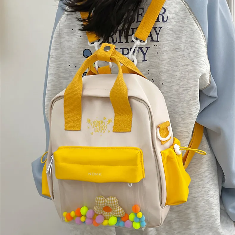 NOMK Nylon Backpack Handbag Women's Purple/Blue/Black/Yellow/Green-11