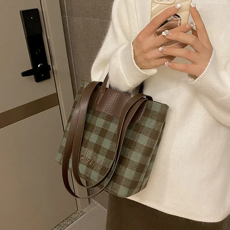 NOMK Woolen Handbag, Tote Bag, Shoulder Bag Women's-18