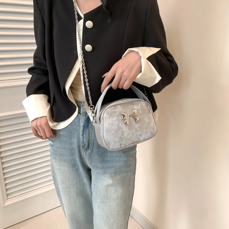 NOMK PU Crossbody Handbag Regular Women's Black/White/Pink/Blue/Silver-19