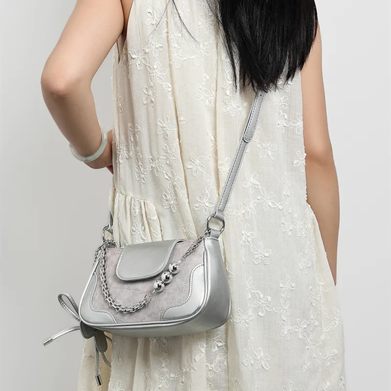 NOMK PU Shoulder Bag, Crossbody Bag Women's Dusty Pink-6