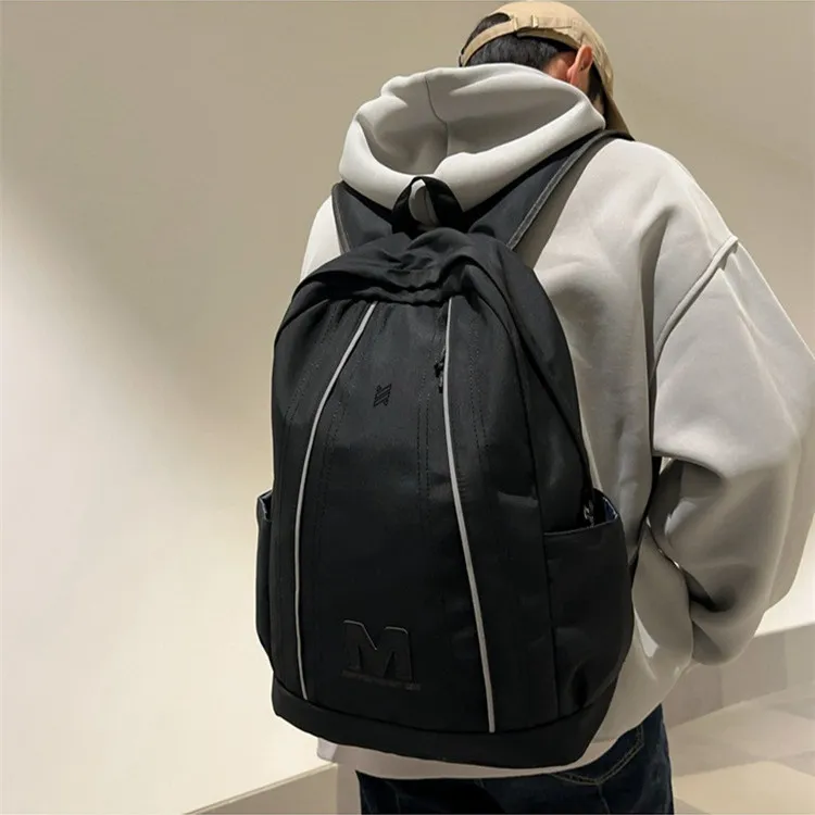 NOMK Nylon Backpack Unisex Black/Gray/White/Pink-1