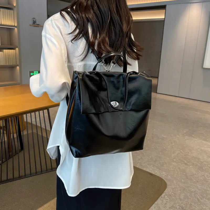 NOMK PU Portable Backpack Women's Black/Silver/Ecru-2