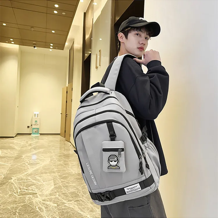 NOMK Nylon Backpack Regular Unisex Black/Khaki/Gray/Green/Blue-7