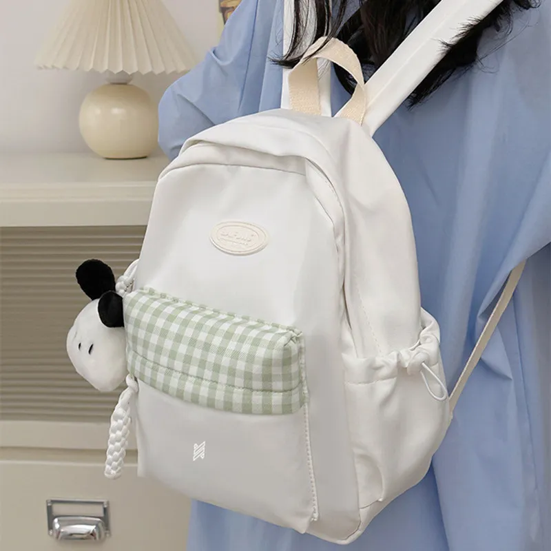 NOMK Nylon Backpack, Travel, Small Backpack Women's White/Blue/Black/Yellow/Green-3